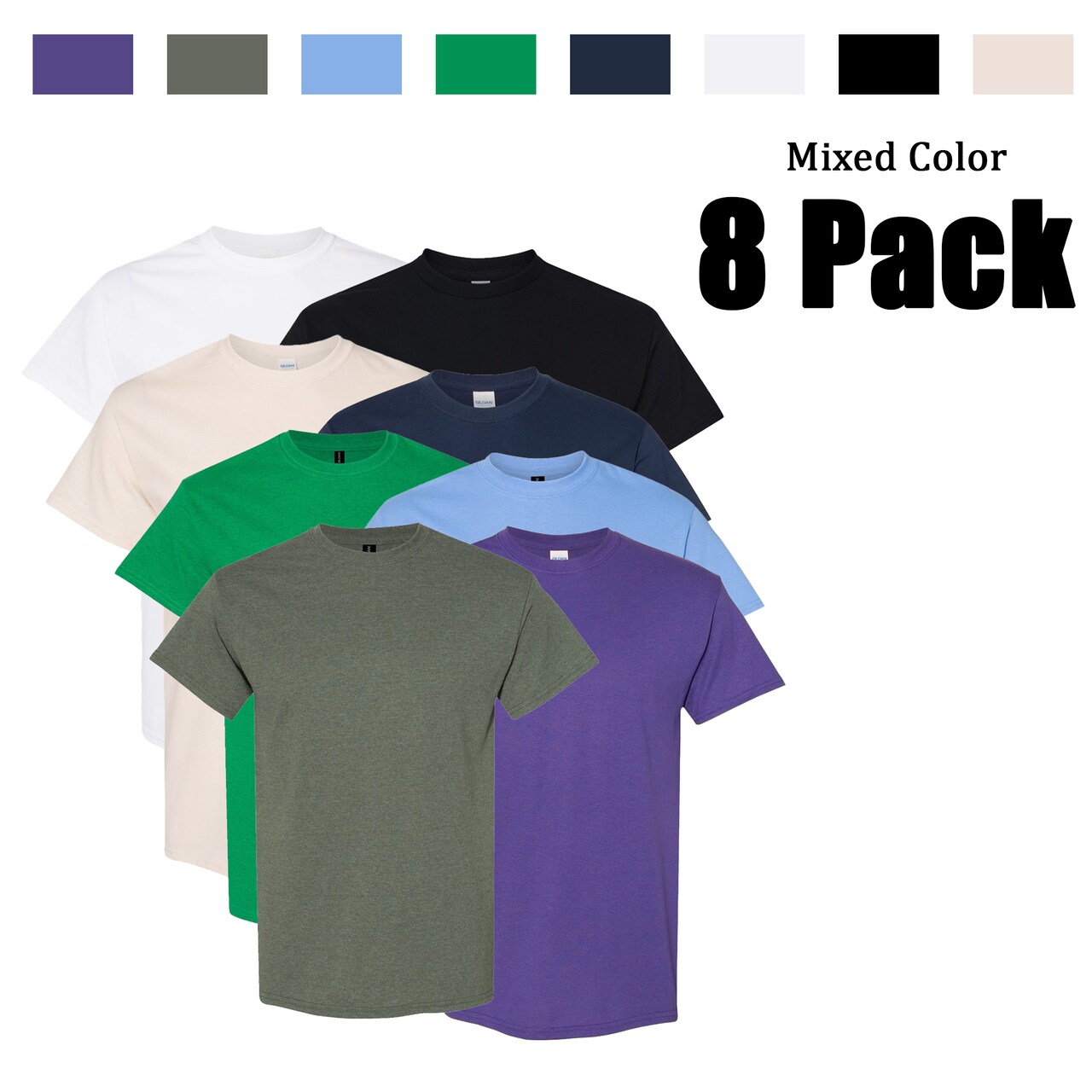 Gildan Heavy Cotton T-Shirt 8 Pack, Assorted Crafting Blanks for Small Business